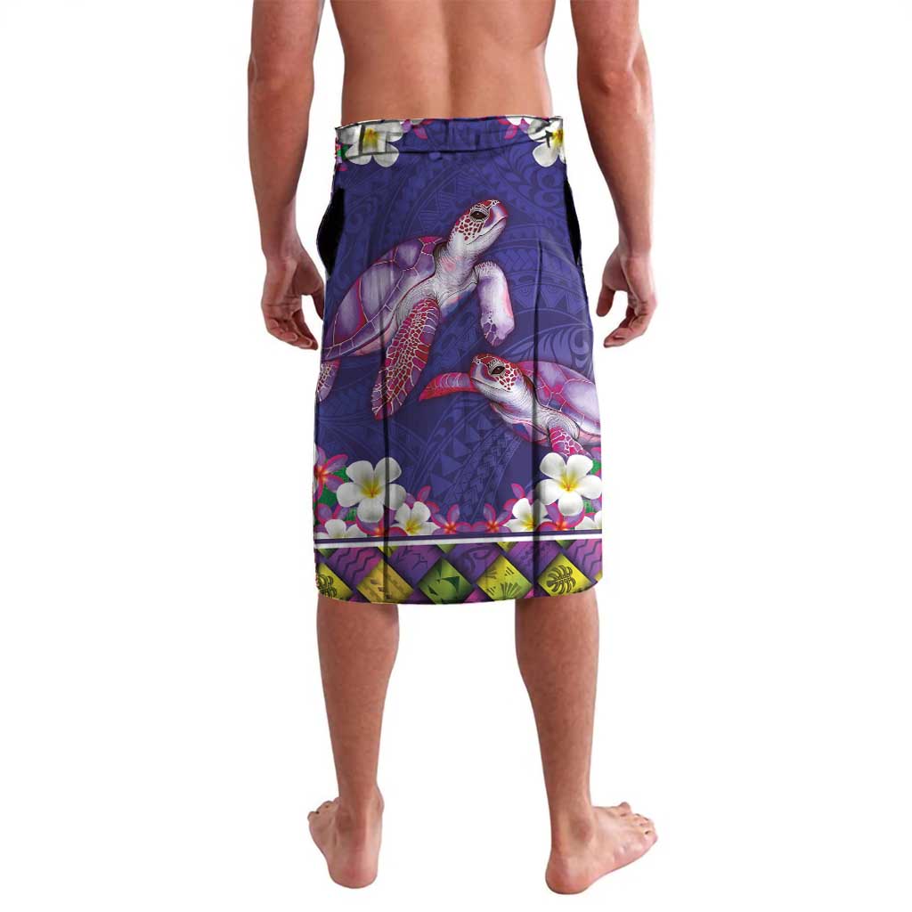 Hawaiian Lei Turtle and Plumeria Lavalava Polynerian Art Tattoo-Navy Color