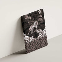 Hawaiian Lei Turtle and Plumeria Canvas Wall Art Polynerian Art Tattoo-Grayscale Mode