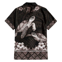 Hawaiian Lei Turtle and Plumeria Family Matching Summer Maxi Dress and Hawaiian Shirt Polynerian Art Tattoo-Grayscale Mode