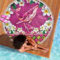 Hawaiian Plumeria and Humpback Whales Beach Blanket Polynerian Art Tattoo-Plum Pink Color