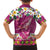 Hawaiian Plumeria and Humpback Whales Family Matching Long Sleeve Bodycon Dress and Hawaiian Shirt Polynerian Art Tattoo-Plum Pink Color