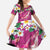 Hawaiian Plumeria and Humpback Whales Family Matching Mermaid Dress and Hawaiian Shirt Polynerian Art Tattoo-Plum Pink Color