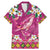 Hawaiian Plumeria and Humpback Whales Family Matching Mermaid Dress and Hawaiian Shirt Polynerian Art Tattoo-Plum Pink Color