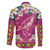 Hawaiian Plumeria and Humpback Whales Family Matching Mermaid Dress and Hawaiian Shirt Polynerian Art Tattoo-Plum Pink Color