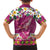 Hawaiian Plumeria and Humpback Whales Family Matching Short Sleeve Bodycon Dress and Hawaiian Shirt Polynerian Art Tattoo-Plum Pink Color