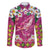 Hawaiian Plumeria and Humpback Whales Family Matching Short Sleeve Bodycon Dress and Hawaiian Shirt Polynerian Art Tattoo-Plum Pink Color