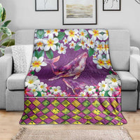 Hawaiian Plumeria and Humpback Whales Blanket Polynerian Art Tattoo-Mauve Color