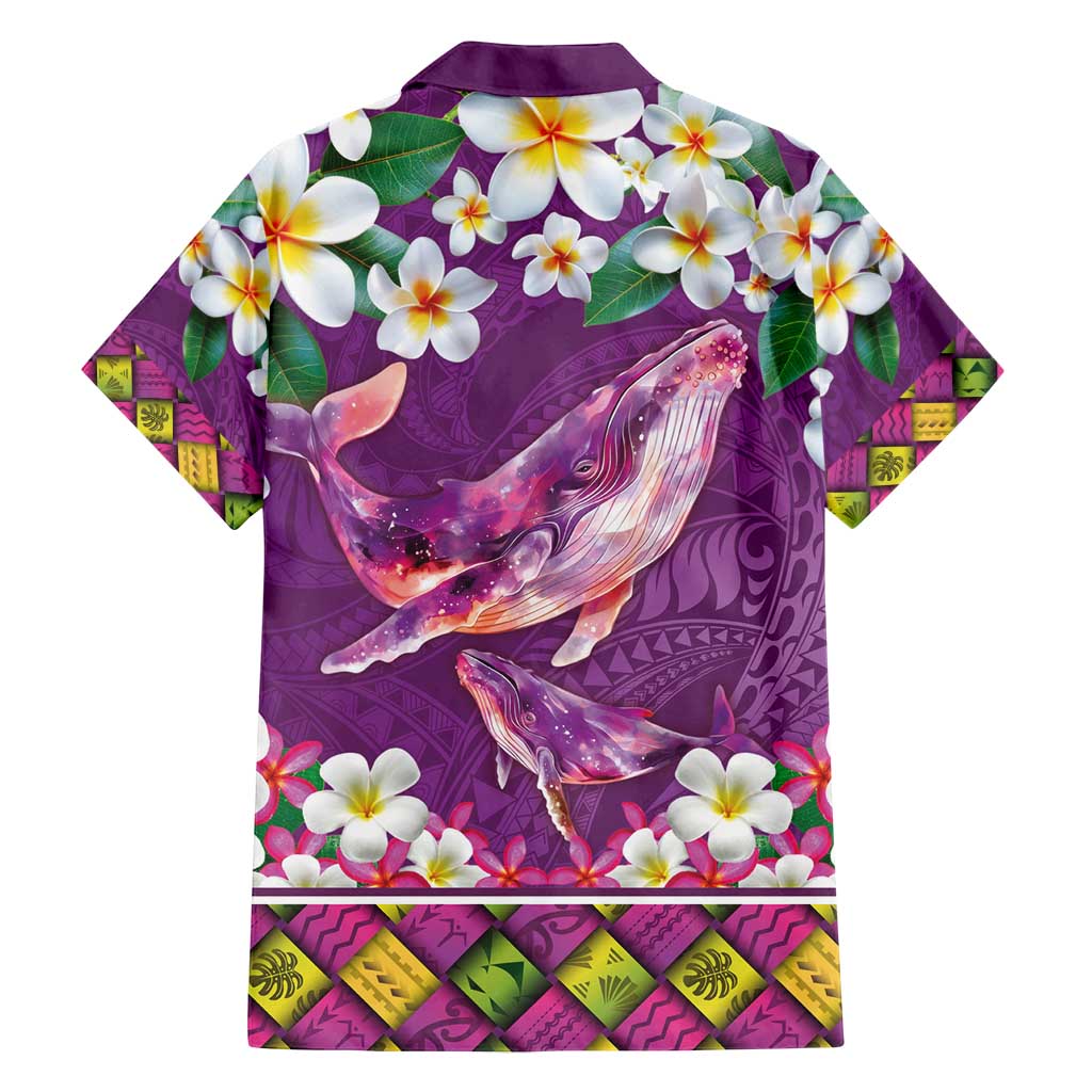 Hawaiian Plumeria and Humpback Whales Family Matching Long Sleeve Bodycon Dress and Hawaiian Shirt Polynerian Art Tattoo-Mauve Color LT03 - Polynesian Pride