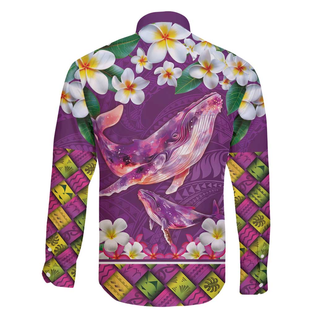 Hawaiian Plumeria and Humpback Whales Family Matching Puletasi and Hawaiian Shirt Polynerian Art Tattoo-Mauve Color LT03 - Polynesian Pride