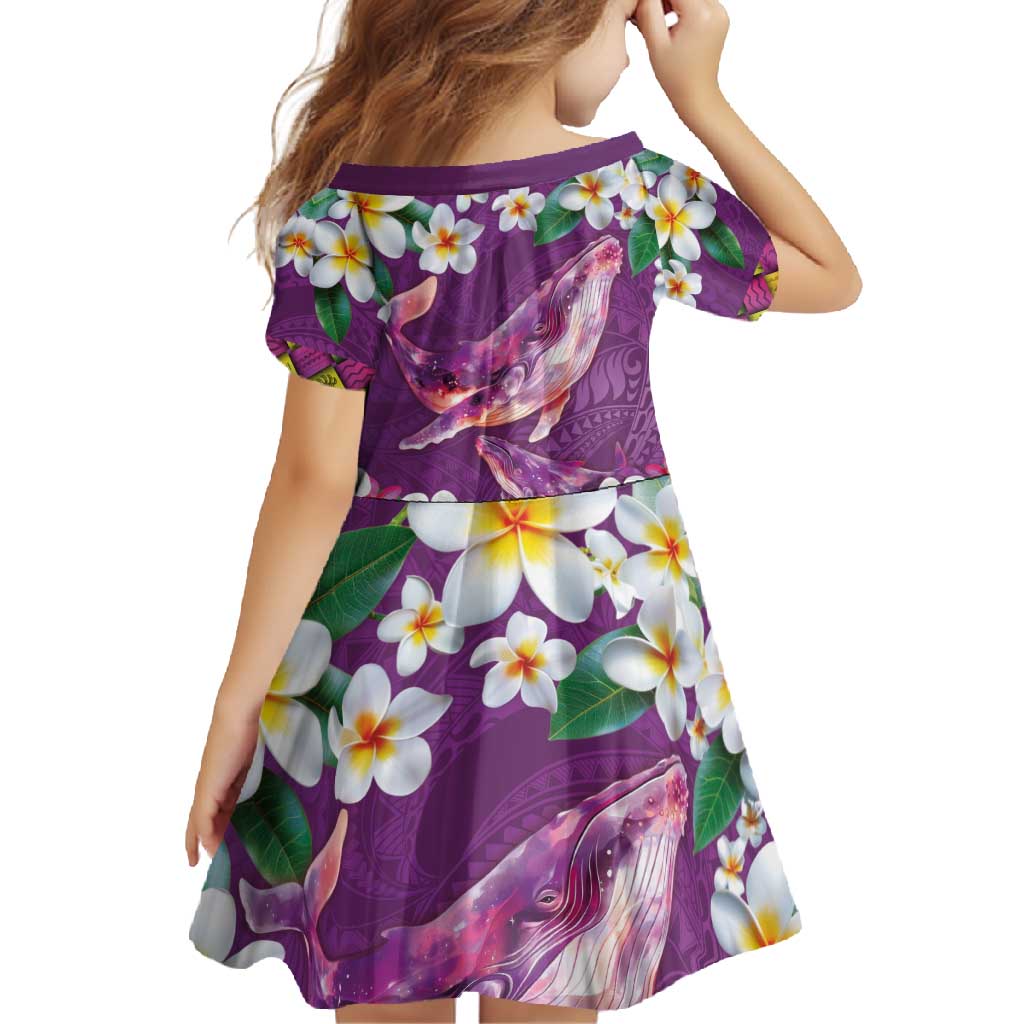 Hawaiian Plumeria and Humpback Whales Family Matching Short Sleeve Bodycon Dress and Hawaiian Shirt Polynerian Art Tattoo-Mauve Color LT03 - Polynesian Pride