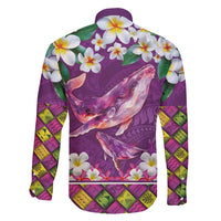 Hawaiian Plumeria and Humpback Whales Family Matching Short Sleeve Bodycon Dress and Hawaiian Shirt Polynerian Art Tattoo-Mauve Color LT03 - Polynesian Pride