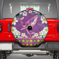 Hawaiian Plumeria and Humpback Whales Spare Tire Cover Polynerian Art Tattoo-Mauve Color