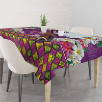 Hawaiian Plumeria and Humpback Whales Tablecloth Polynerian Art Tattoo-Mauve Color