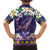 Hawaiian Plumeria and Humpback Whales Family Matching Long Sleeve Bodycon Dress and Hawaiian Shirt Polynerian Art Tattoo-Navy Color