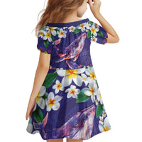 Hawaiian Plumeria and Humpback Whales Family Matching Long Sleeve Bodycon Dress and Hawaiian Shirt Polynerian Art Tattoo-Navy Color LT03 - Polynesian Pride