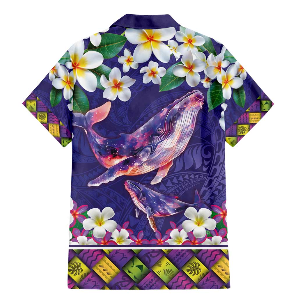 Hawaiian Plumeria and Humpback Whales Family Matching Mermaid Dress and Hawaiian Shirt Polynerian Art Tattoo-Navy Color LT03 - Polynesian Pride