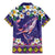Hawaiian Plumeria and Humpback Whales Family Matching Mermaid Dress and Hawaiian Shirt Polynerian Art Tattoo-Navy Color