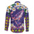 Hawaiian Plumeria and Humpback Whales Family Matching Mermaid Dress and Hawaiian Shirt Polynerian Art Tattoo-Navy Color