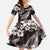 Hawaiian Plumeria and Humpback Whales Family Matching Mermaid Dress and Hawaiian Shirt Polynerian Art Tattoo-Grayscale Mode