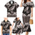 Hawaiian Plumeria and Humpback Whales Family Matching Mermaid Dress and Hawaiian Shirt Polynerian Art Tattoo-Grayscale Mode