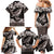 Hawaiian Plumeria and Humpback Whales Family Matching Mermaid Dress and Hawaiian Shirt Polynerian Art Tattoo-Grayscale Mode