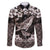 Hawaiian Plumeria and Humpback Whales Family Matching Mermaid Dress and Hawaiian Shirt Polynerian Art Tattoo-Grayscale Mode
