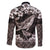 Hawaiian Plumeria and Humpback Whales Family Matching Mermaid Dress and Hawaiian Shirt Polynerian Art Tattoo-Grayscale Mode