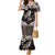 Hawaiian Plumeria and Humpback Whales Family Matching Mermaid Dress and Hawaiian Shirt Polynerian Art Tattoo-Grayscale Mode