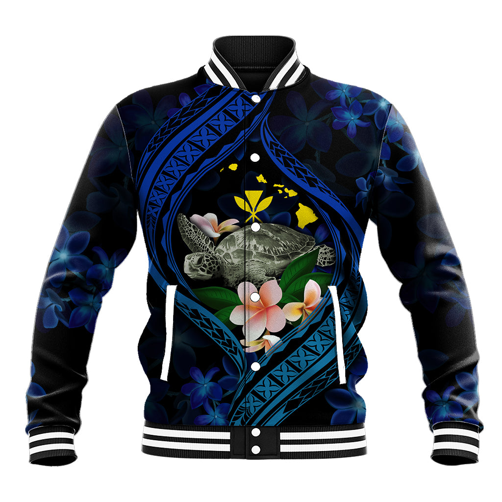 Hawaii Turtle Plumeria Flower Fanciful Baseball Jacket
