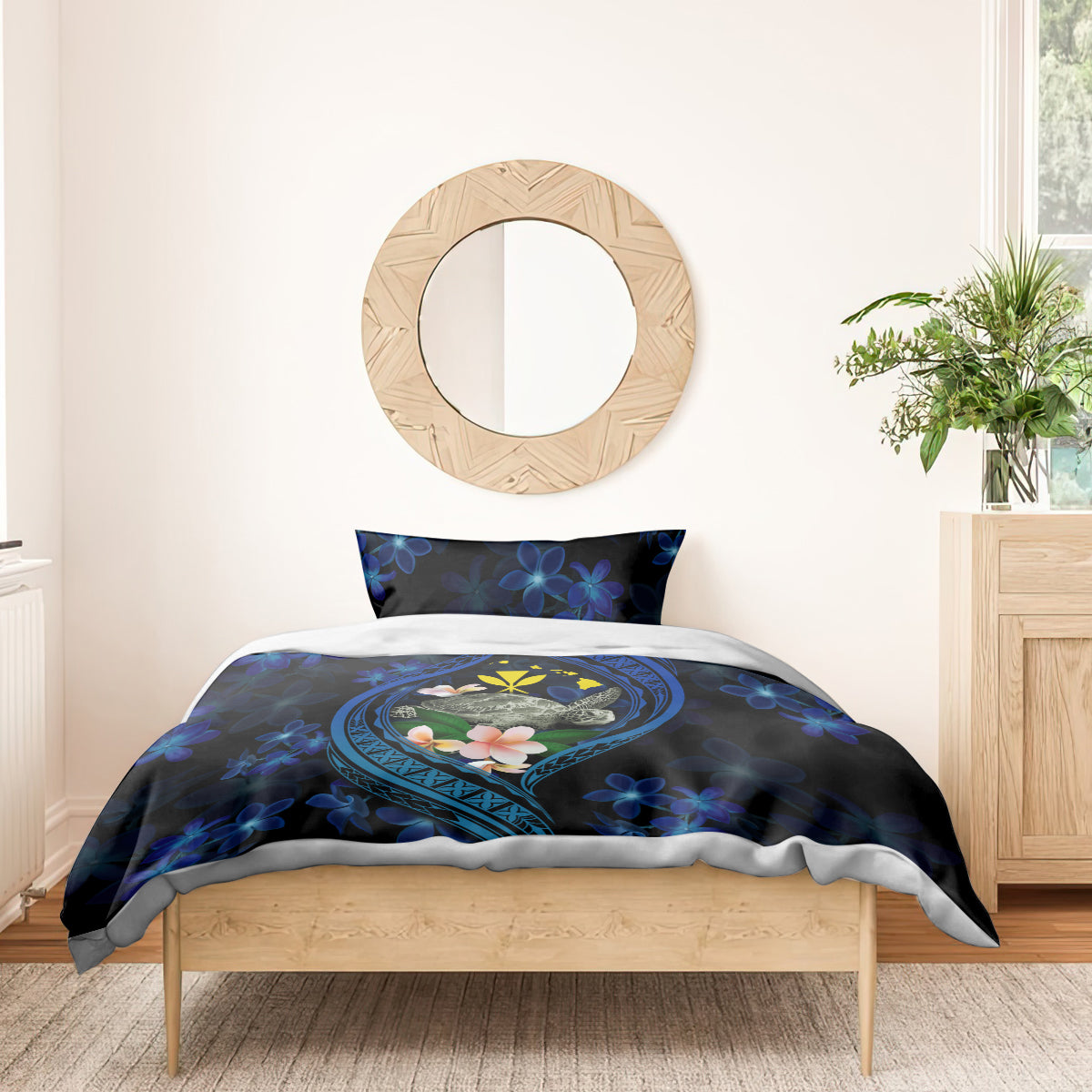 Hawaii Turtle Plumeria Flower Fanciful Bedding Set