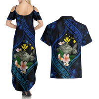 Hawaii Turtle Plumeria Flower Fanciful Couples Matching Summer Maxi Dress and Hawaiian Shirt LT03 - Polynesian Pride