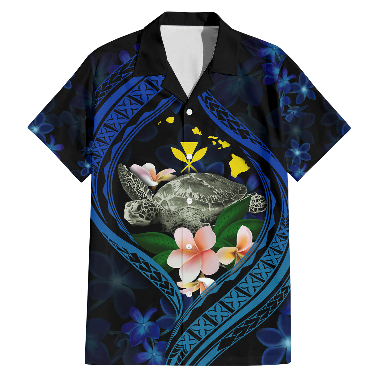 Hawaii Turtle Plumeria Flower Fanciful Family Matching Mermaid Dress and Hawaiian Shirt