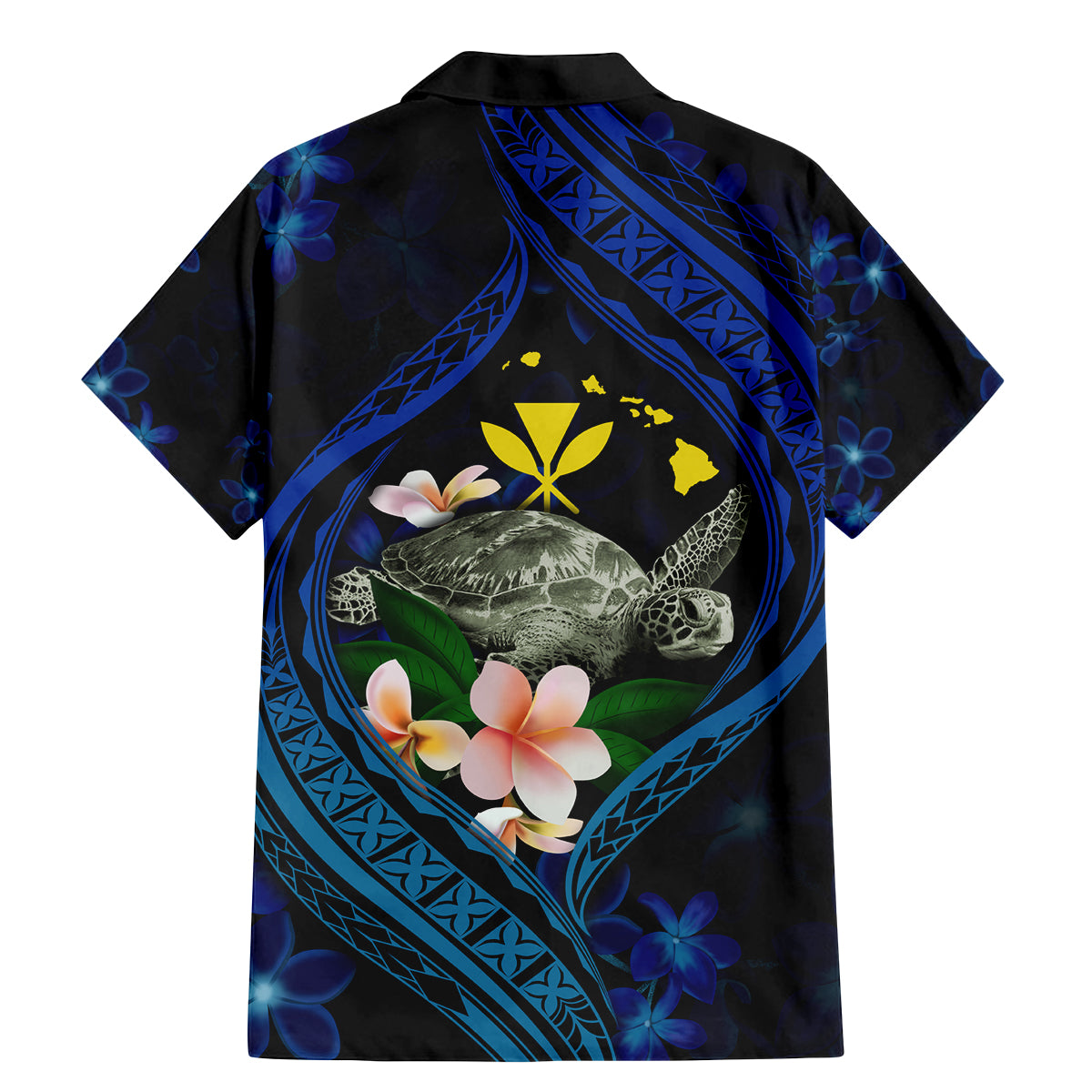 Hawaii Turtle Plumeria Flower Fanciful Family Matching Mermaid Dress and Hawaiian Shirt