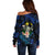 Hawaii Turtle Plumeria Flower Fanciful Off Shoulder Sweater