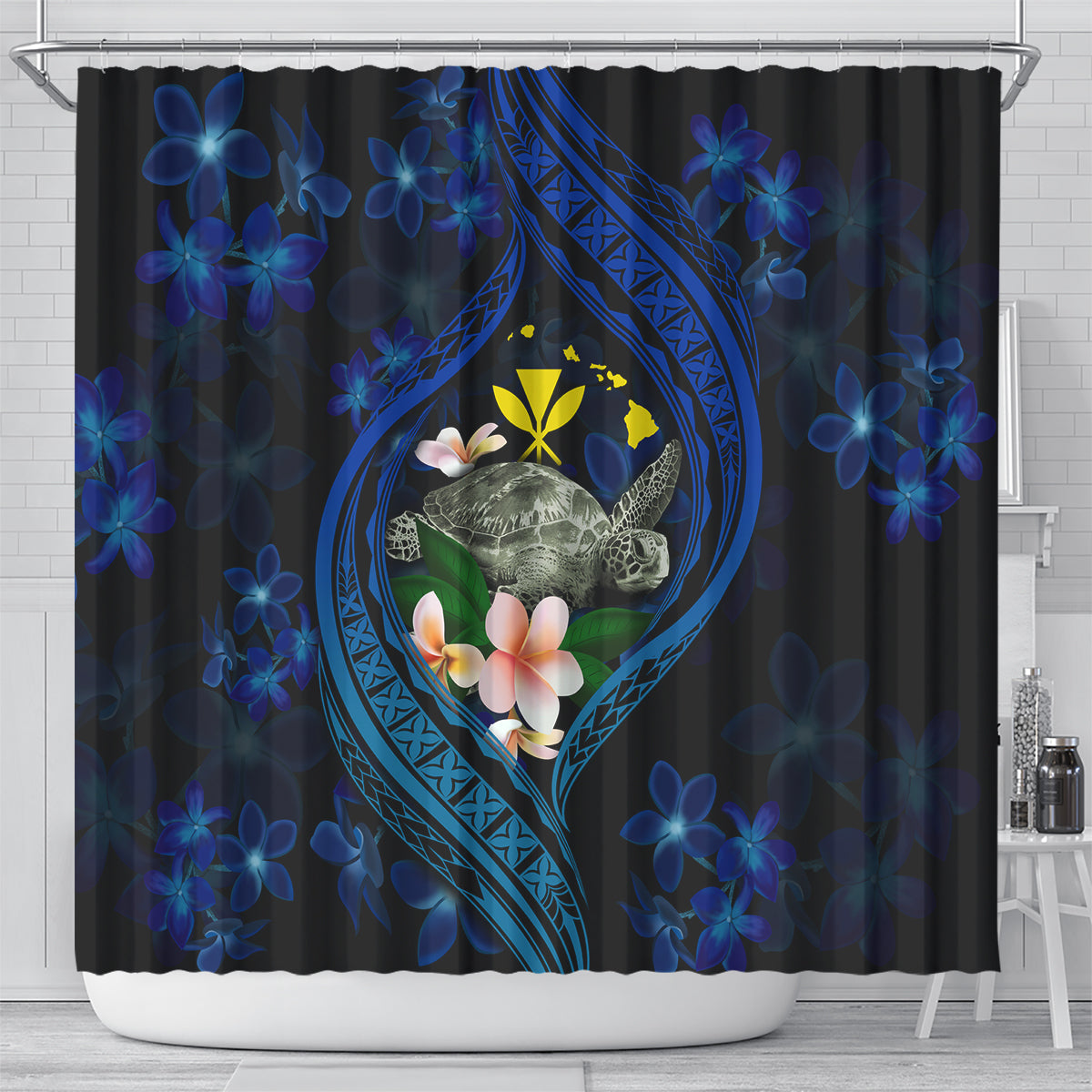 Hawaii Turtle Plumeria Flower Fanciful Shower Curtain