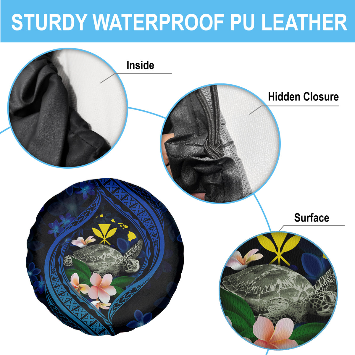 Hawaii Turtle Plumeria Flower Fanciful Spare Tire Cover