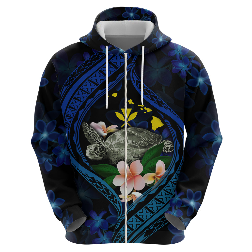 Hawaii Turtle Plumeria Flower Fanciful Zip Hoodie