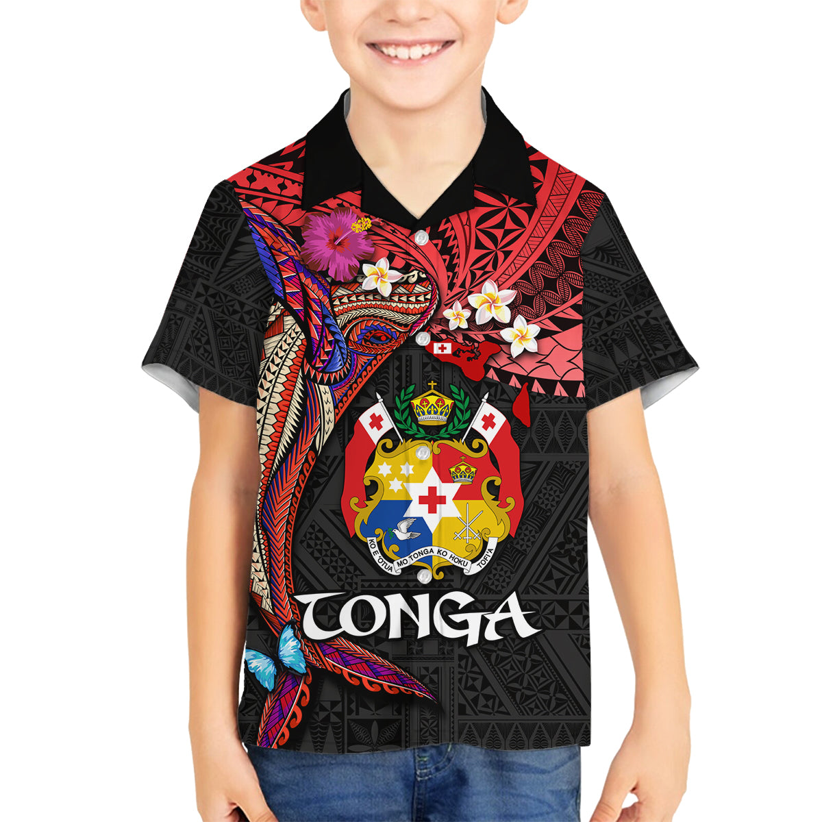 Tonga Emancipation Day Family Matching Off Shoulder Maxi Dress and Hawaiian Shirt Ngatu Humpback Whale Polynesian Flower