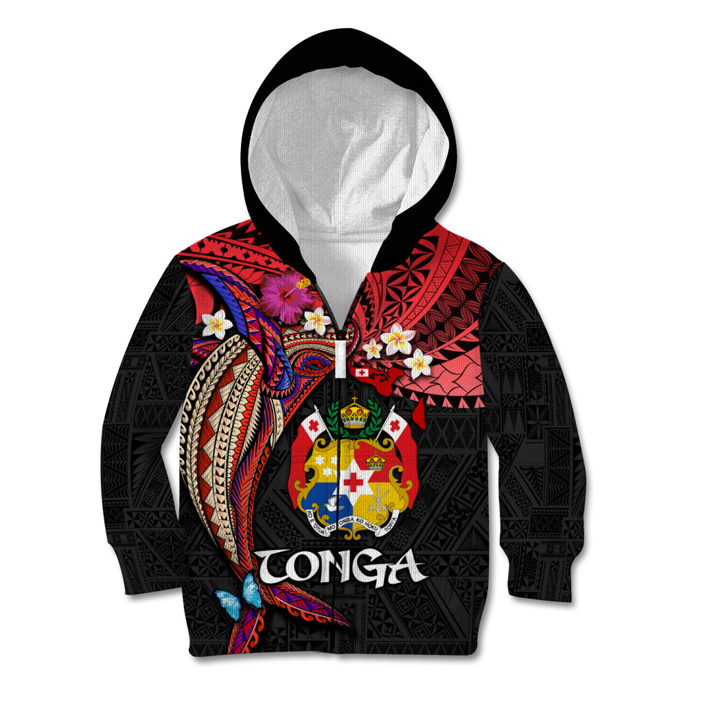 Tonga Emancipation Day Kid Hoodie Ngatu Humpback Whale Polynesian Flower