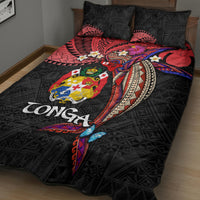 Tonga Emancipation Day Quilt Bed Set Ngatu Humpback Whale Polynesian Flower