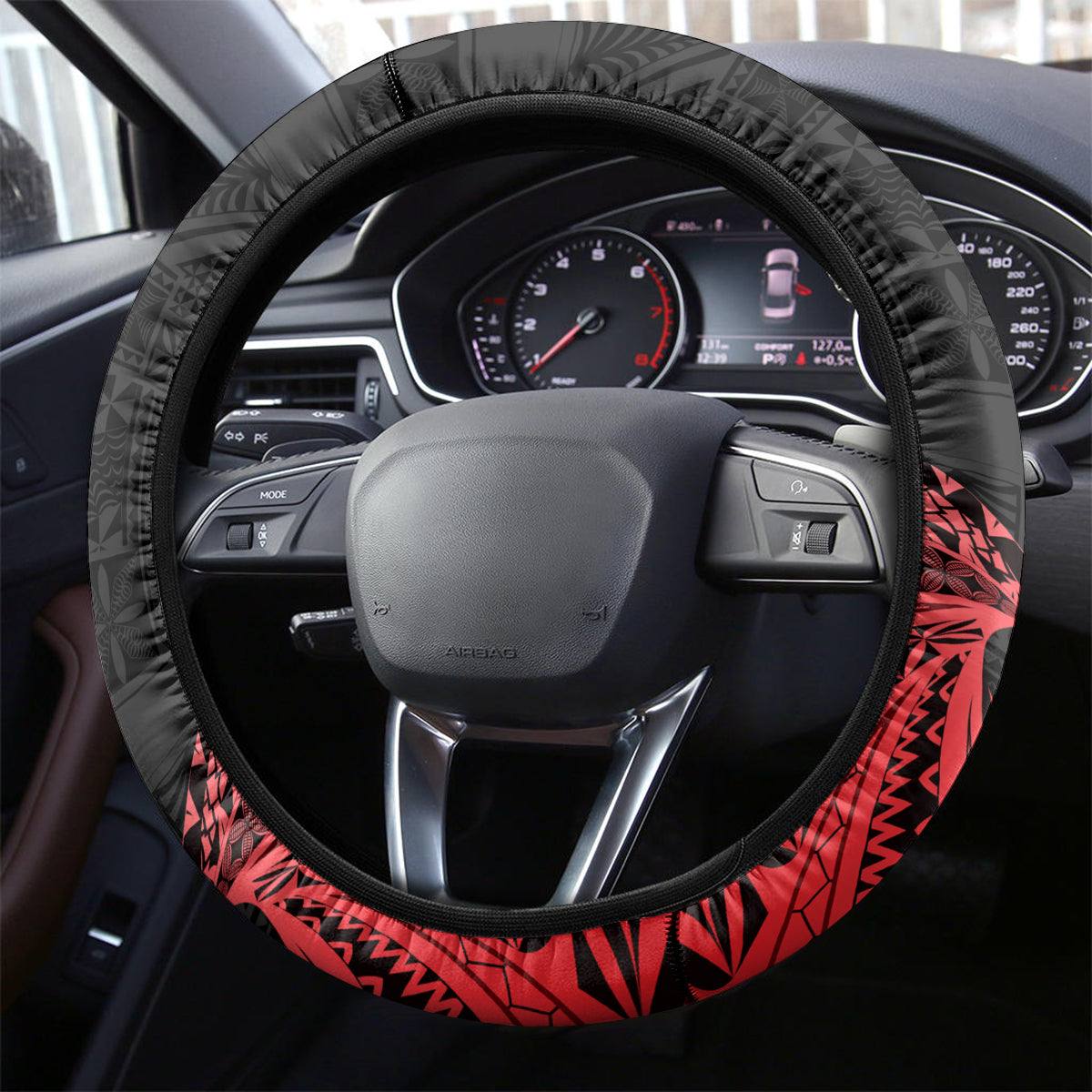 Tonga Emancipation Day Steering Wheel Cover Ngatu Humpback Whale Polynesian Flower