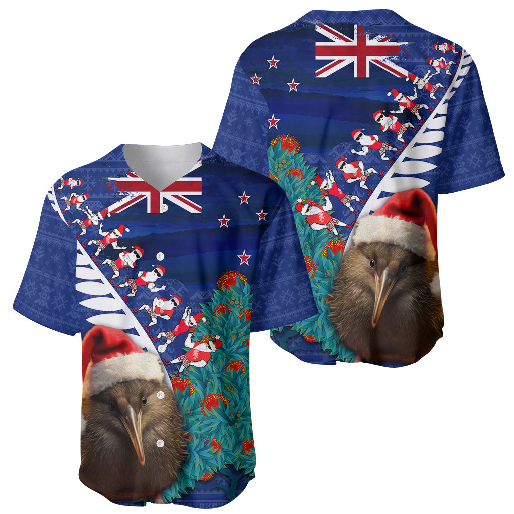 New Zealand Christmas Baseball Jersey Kiwi Bird Santa and Silver Fern Funny Haka Dance