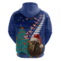 New Zealand Christmas Hoodie Kiwi Bird Santa and Silver Fern Funny Haka Dance