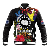 Cook Islands Independence Day Baseball Jacket Maroro and Kakaia with Hibiscus Flower Polynesian Pattern