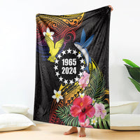 Cook Islands Independence Day Blanket Maroro and Kakaia with Hibiscus Flower Polynesian Pattern
