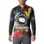 Cook Islands Independence Day Button Sweatshirt Maroro and Kakaia with Hibiscus Flower Polynesian Pattern