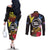 Cook Islands Independence Day Couples Matching Off The Shoulder Long Sleeve Dress and Long Sleeve Button Shirt Maroro and Kakaia with Hibiscus Flower Polynesian Pattern