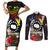 Cook Islands Independence Day Couples Matching Short Sleeve Bodycon Dress and Long Sleeve Button Shirt Maroro and Kakaia with Hibiscus Flower Polynesian Pattern