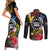 Cook Islands Independence Day Couples Matching Short Sleeve Bodycon Dress and Long Sleeve Button Shirt Maroro and Kakaia with Hibiscus Flower Polynesian Pattern