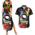 Cook Islands Independence Day Couples Matching Summer Maxi Dress and Hawaiian Shirt Maroro and Kakaia with Hibiscus Flower Polynesian Pattern